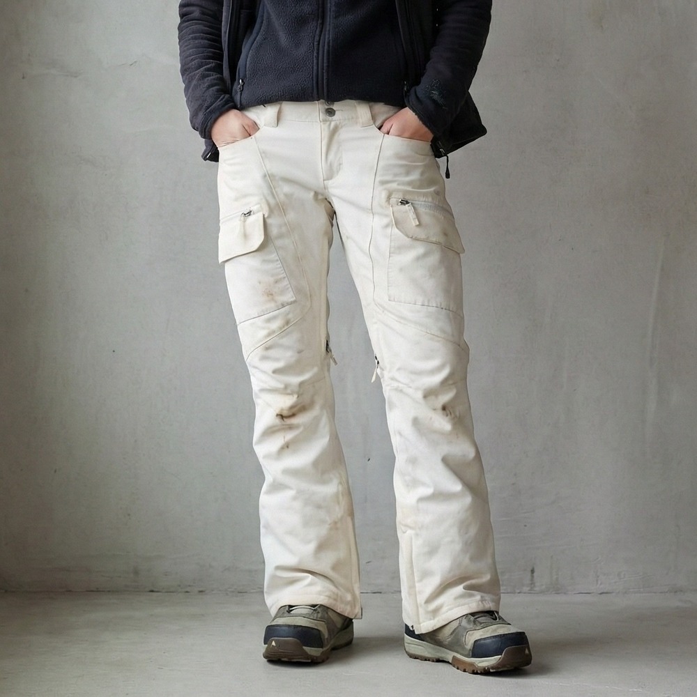 Burton Gloria Pants Womens XS White Cargo Flare Skiing Snowboarding Winter Sport